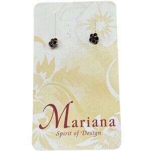 Mariana stud floral earrings red crystals hand made E-1166 241 READ NEW